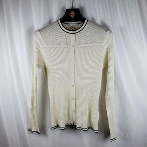 NWT Brooks Brothers Womens XL Ivory 8 Button Cardigan Rayon Nylon Blend